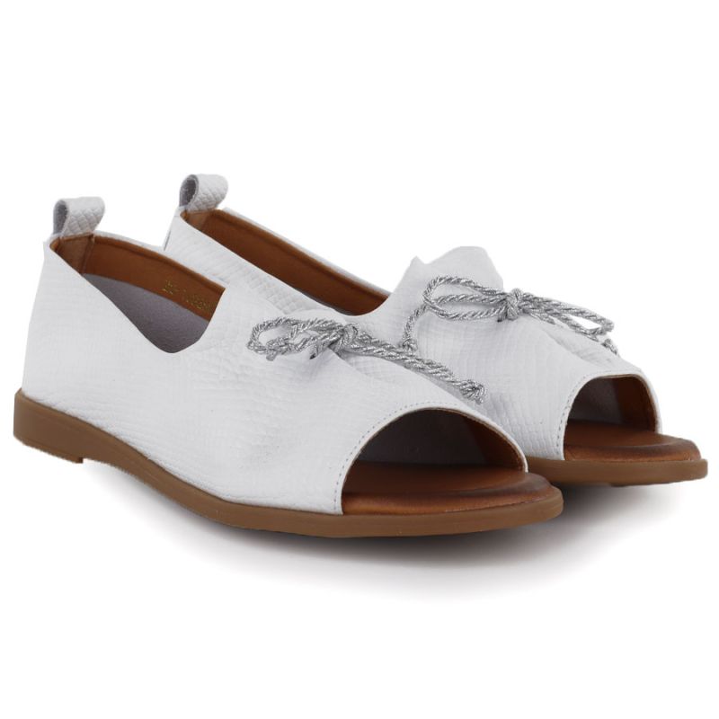 Women's leather open-toe shoes, white, Cambell 19388