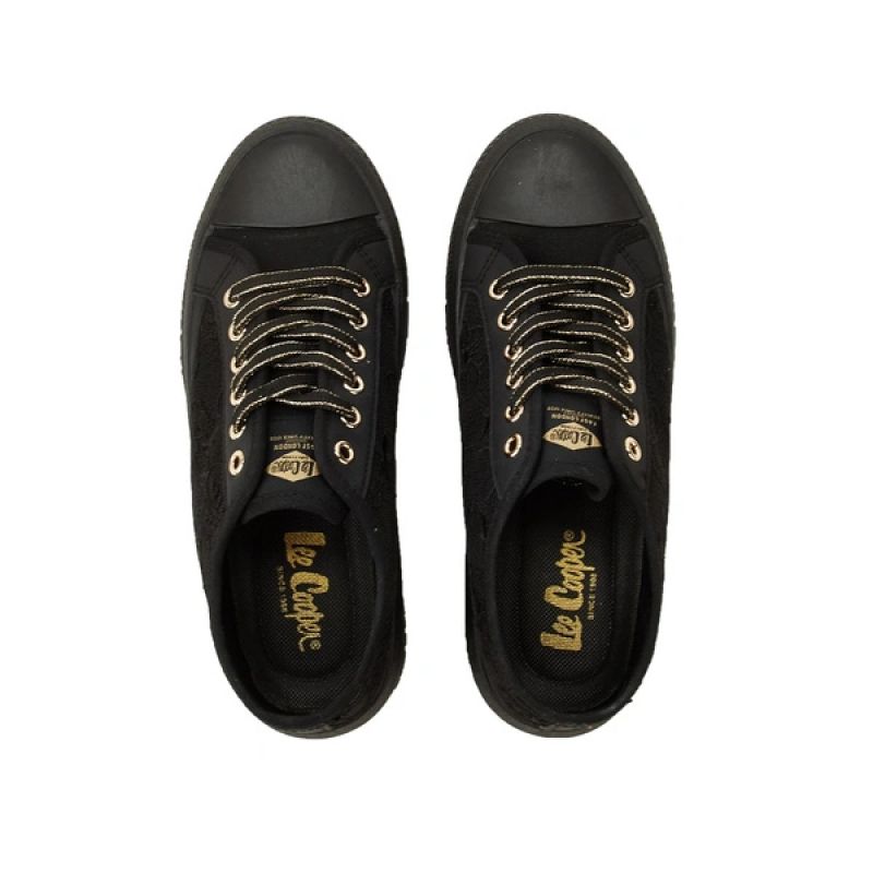 Lee Cooper women's sports shoes sneakers black platform lace