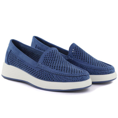 Women's openwork platform shoes blue Sergio Leone MK097H
