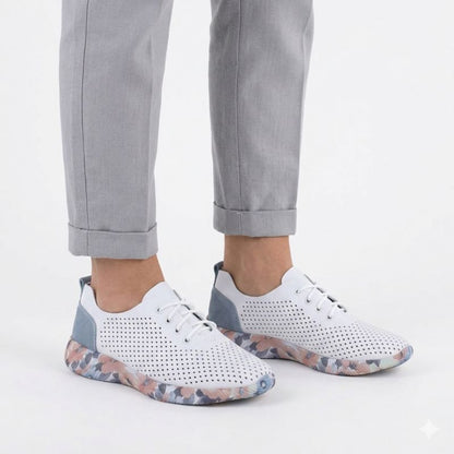 Women's leather openwork shoes white Artiker 58C0586
