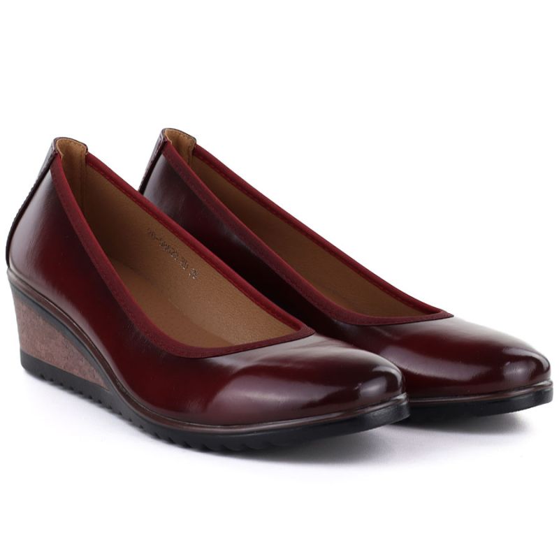 Women's red wedge shoes Vinceza 58628