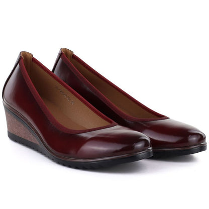 Women's red wedge shoes Vinceza 58628