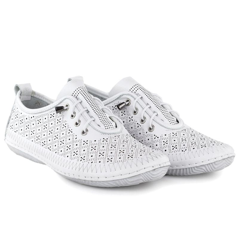 Women's leather openwork shoes, white, T.Sokolski 1302