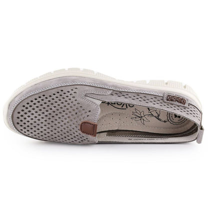 Women's leather openwork shoes gray eVento 9802