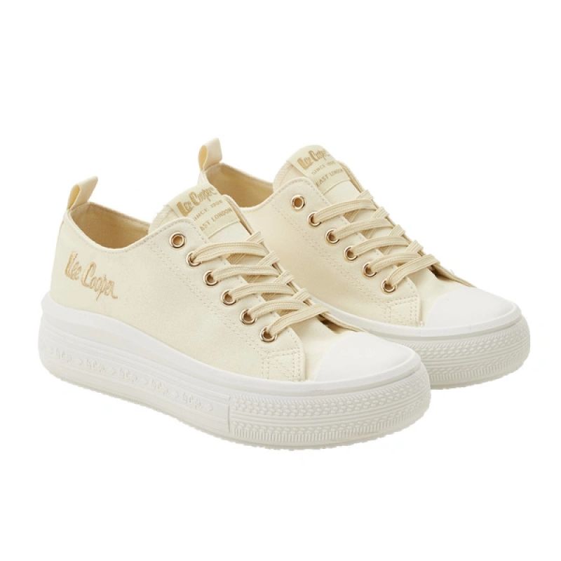 Lee Cooper women's shoes sports sneakers beige platform fashionable