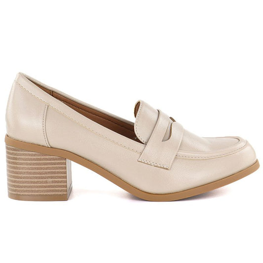 Women's beige lords heeled shoes M.Daszyński MR2201D-3A