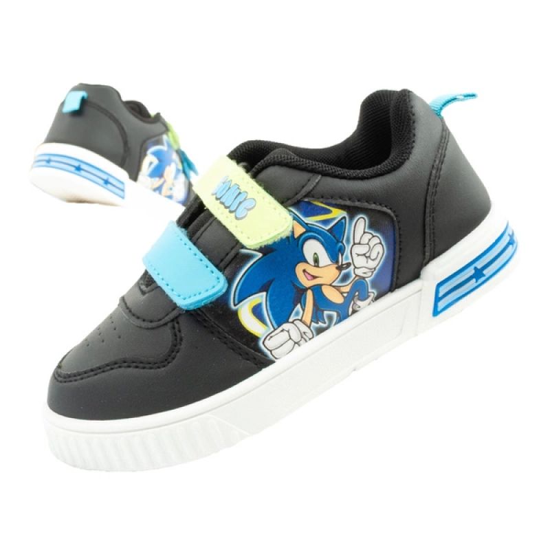 Leomil Sonic children's sports shoes, lightweight sneakers with Velcro, black