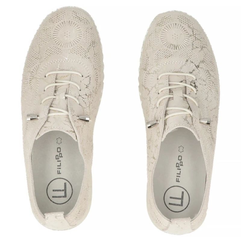 Beige leather shoes with elastic bands Filippo DP7810