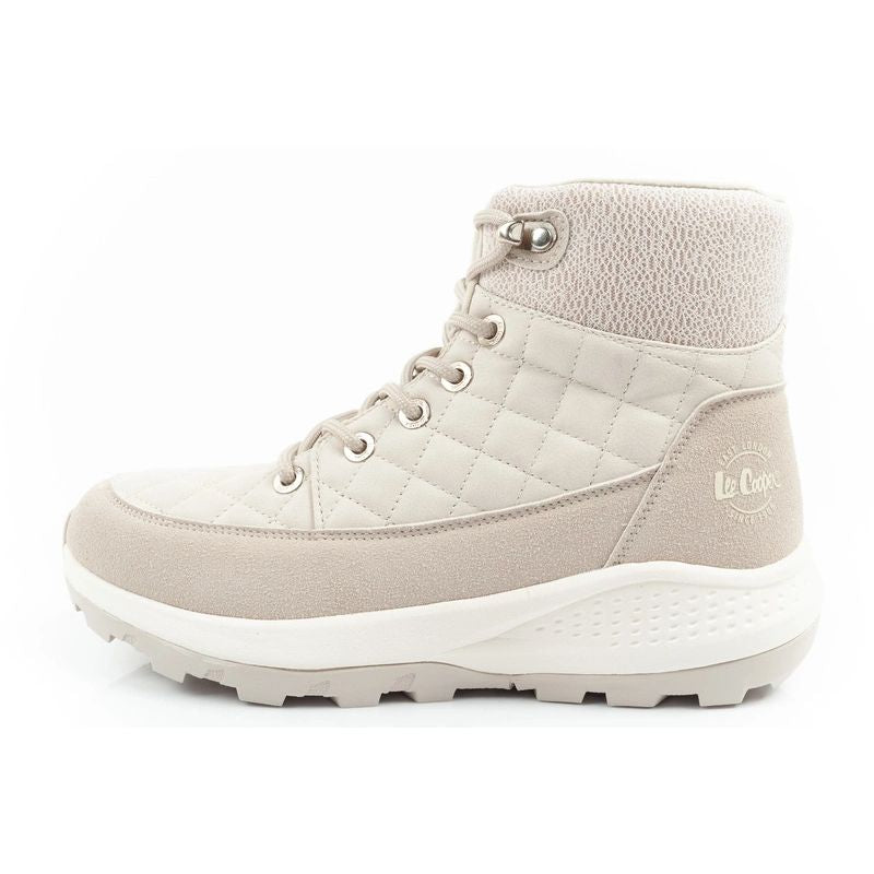 Lee Cooper women's winter hiking sports shoes, insulated, cream, eco-leather