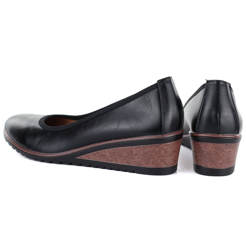Women's black wedge shoes Vinceza 58628