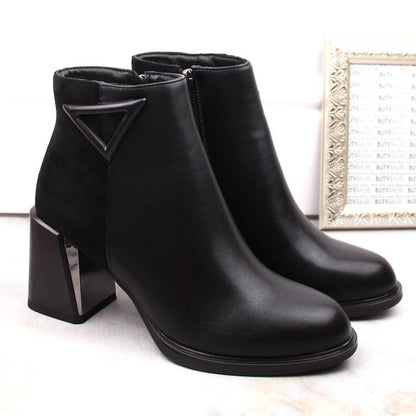 Insulated ankle boots with a decorative high heel D&A S.Barski Premium Collection W OLI238 black
