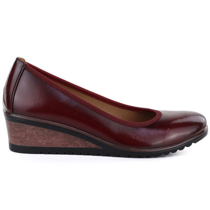 Women's red wedge shoes Vinceza 58628