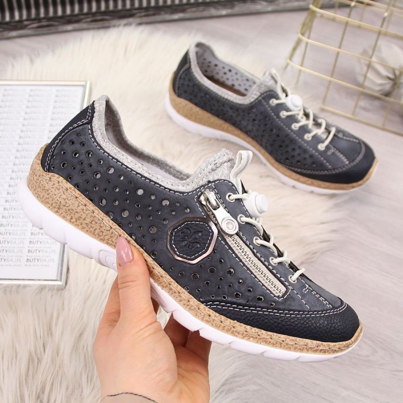 Women's openwork navy blue sports shoes Rieker N42P6-14