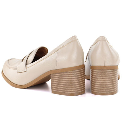 Women's beige lords heeled shoes M.Daszyński MR2201D-3A