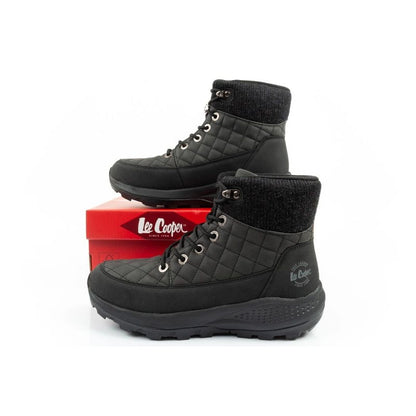 Lee Cooper women's winter hiking sports shoes, insulated, black, eco-leather