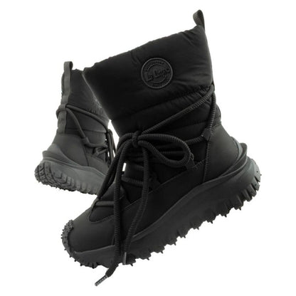 Lee Cooper women's winter hiking sports shoes, insulated, black, natural leather