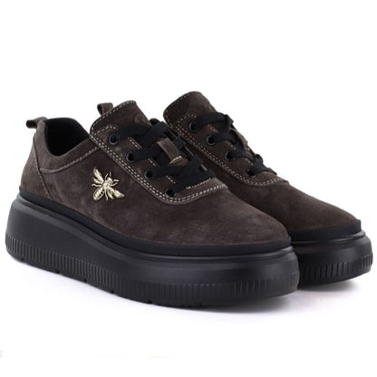 Women's brown leather platform shoes Vinceza 41523