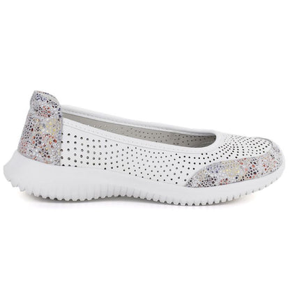 Women's leather openwork shoes, white, S.Barski 7036