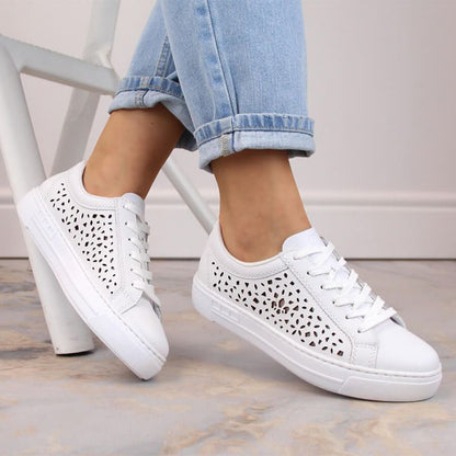 Rieker W RKR641 leather comfort shoes white