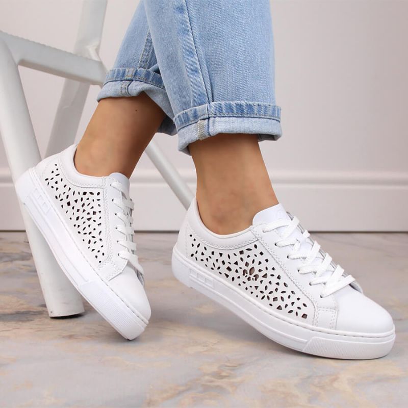 Rieker W RKR641 leather comfort shoes white