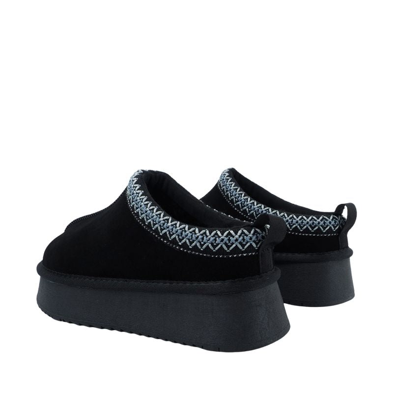 Women's leather shoes Solo Soprani Couture Sabot fur Hugh Platform black SSW421P22 53