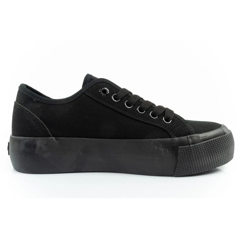 Lee Cooper women's sports shoes fabric platform sneakers black