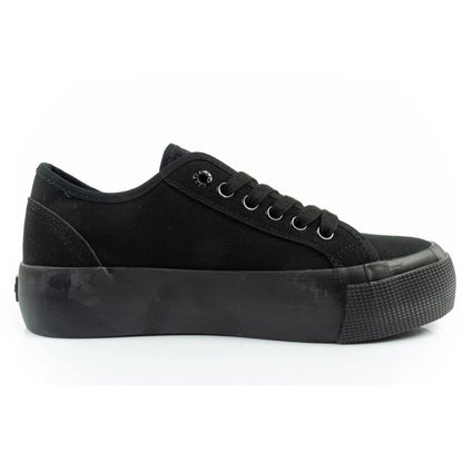 Lee Cooper women's sports shoes fabric platform sneakers black