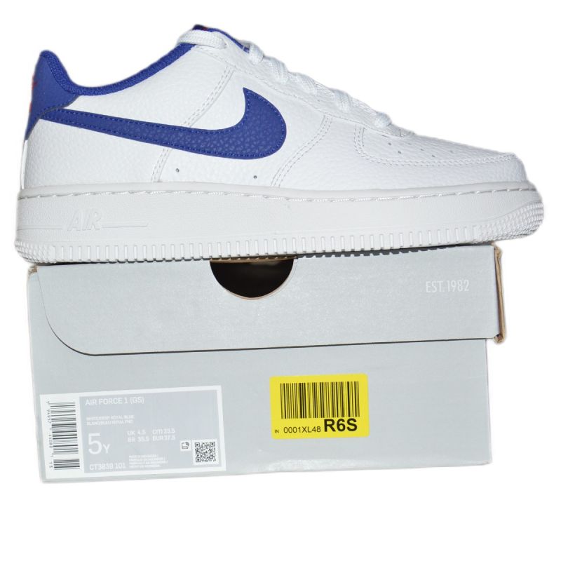 Nike Air Force 1 White/Deep royal blue women's shoes - CT3839-101