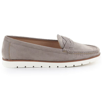 Women's taupe suede moccasin shoes Vice Versa 834280