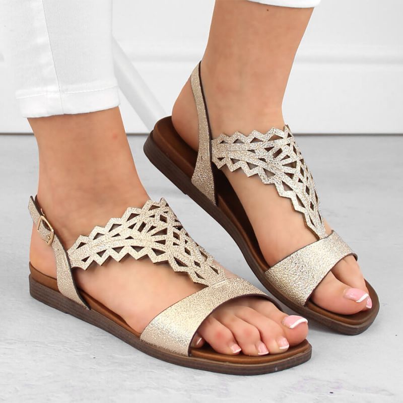 Sergio Leone W SK445 gold openwork flat sandals