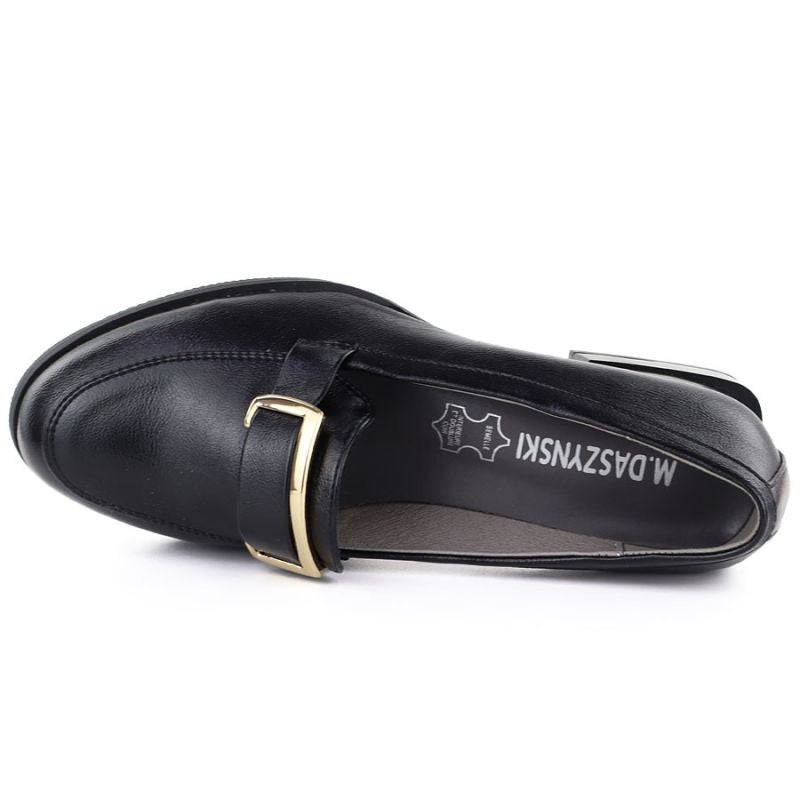 Women's black block heel shoes M. DASZYŃSKI SA267-2