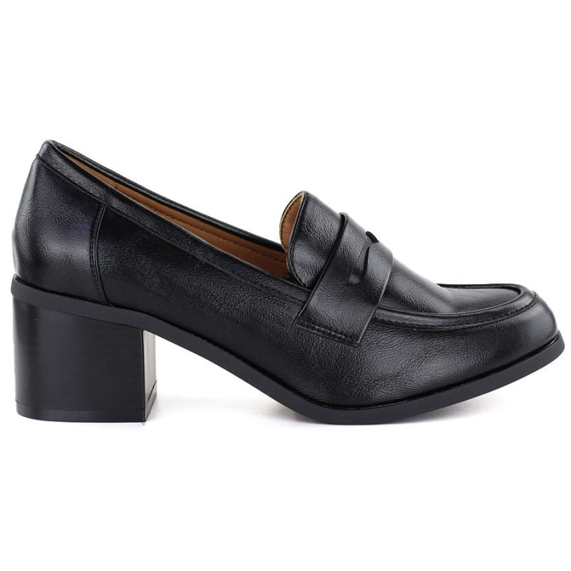 Women's black high-heeled lords shoes M.Daszyński MR2201D-3A