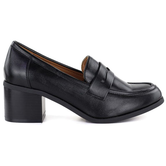Women's black high-heeled lords shoes M.Daszyński MR2201D-3A