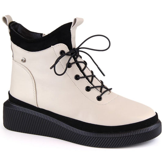 Filippo W PAW482 beige insulated leather platform ankle boots
