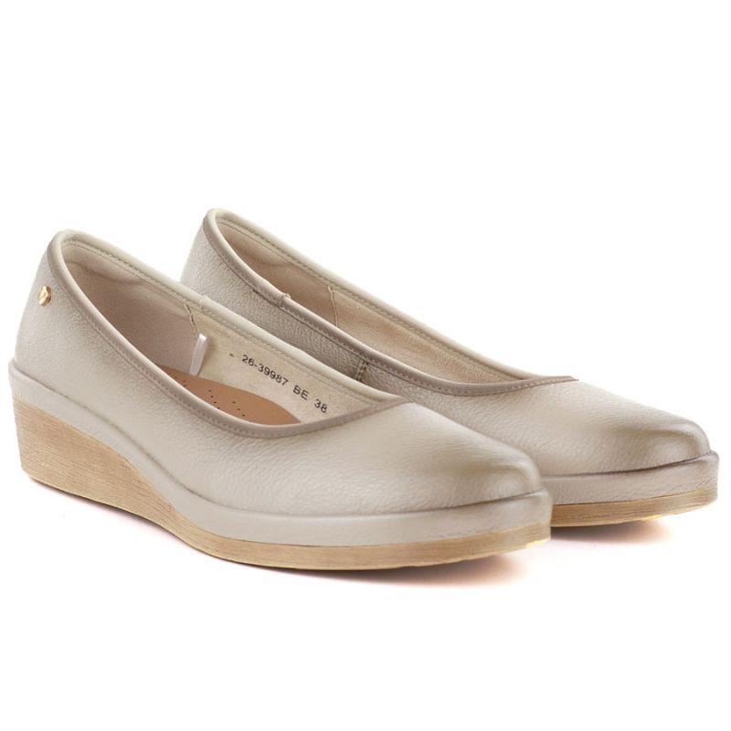 Women's beige wedge shoes Vinceza 39987