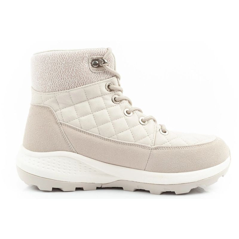 Lee Cooper women's winter hiking sports shoes, insulated, cream, eco-leather