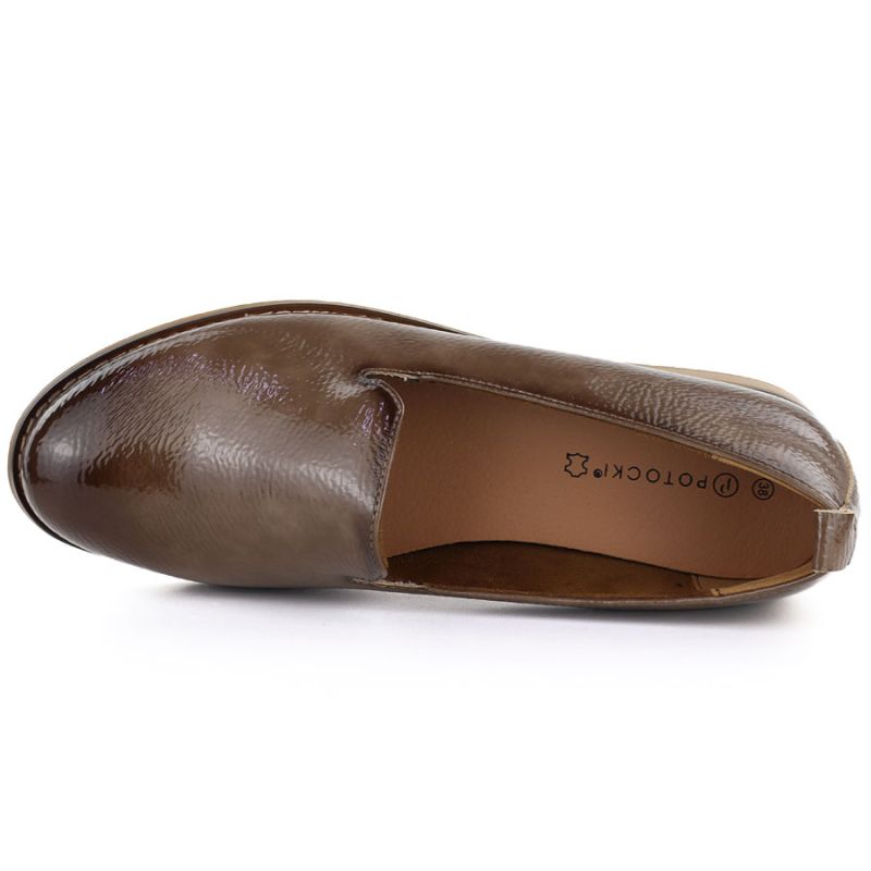 Women's patent leather shoes, beige, Potocki 19337