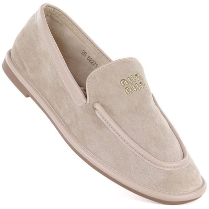 Women's suede lords shoes beige Vinceza 62271