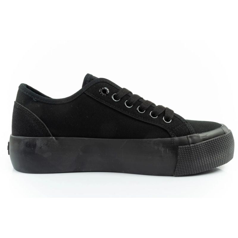 Lee Cooper women's sports shoes fabric platform sneakers black