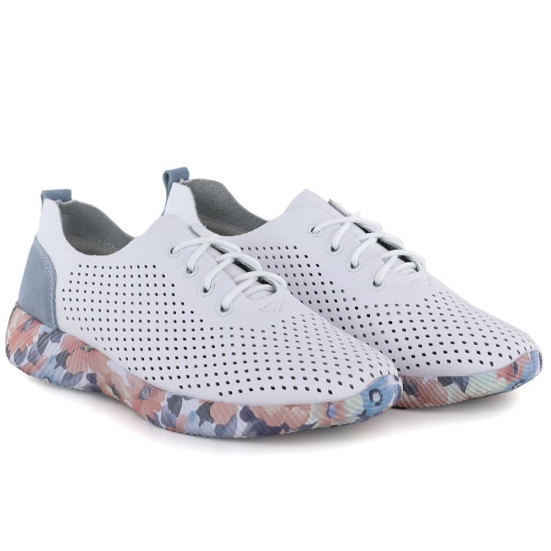 Women's leather openwork shoes white Artiker 58C0586