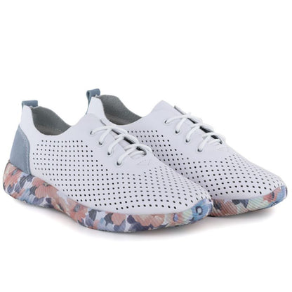 Women's leather openwork shoes white Artiker 58C0586
