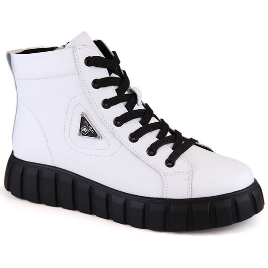 Filippo W PAW382B white leather platform ankle boots