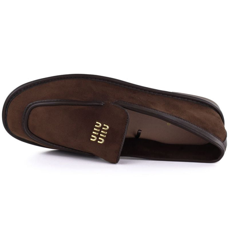 Women's suede brown lords shoes Vinceza 62271