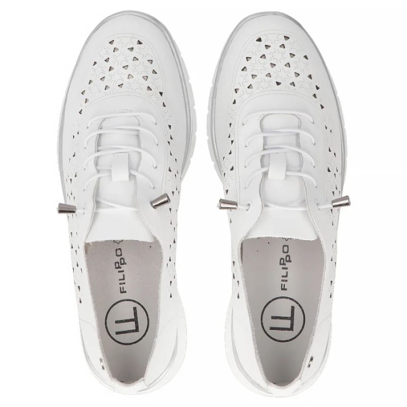 Women's leather openwork shoes, white Filippo DP6714