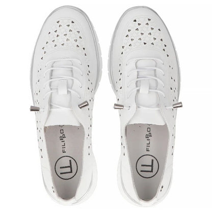Women's leather openwork shoes, white Filippo DP6714
