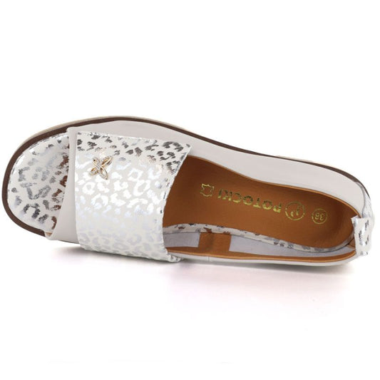 Women's leather open-toe shoes in beige Potocki JE19397