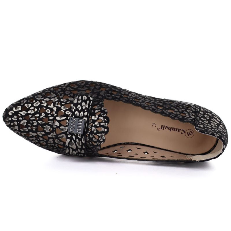 Women's leather openwork shoes, black, Cambell 35307