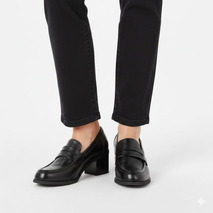 Women's black high-heeled lords shoes M.Daszyński MR2201D-3A