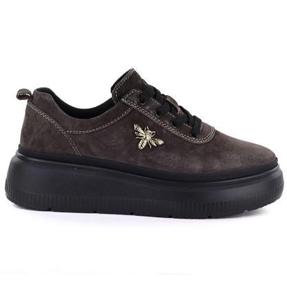 Women's brown leather platform shoes Vinceza 41523