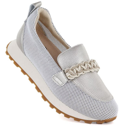 Women's leather sports shoes lords gold Cambell 19392